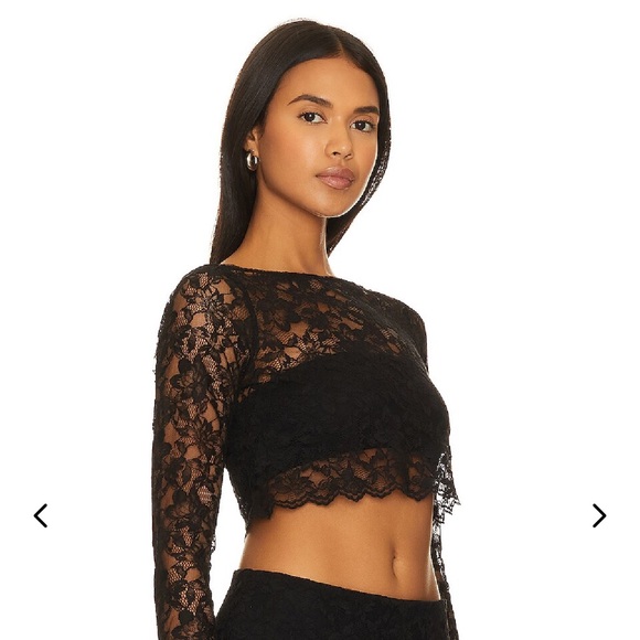 Lovers + Friends GRACIA crop top black lace XS - Picture 2 of 4